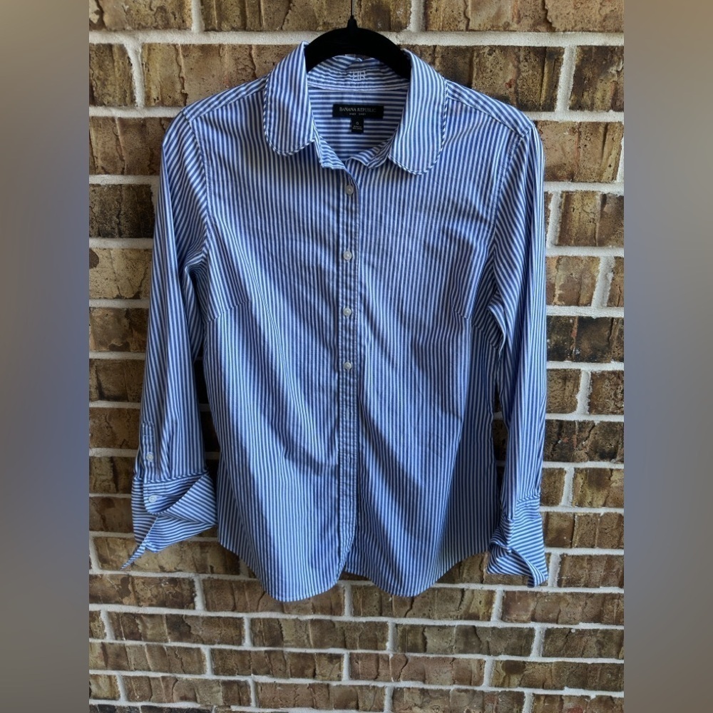 Banana Republic Blue Striped Casual Shirt
